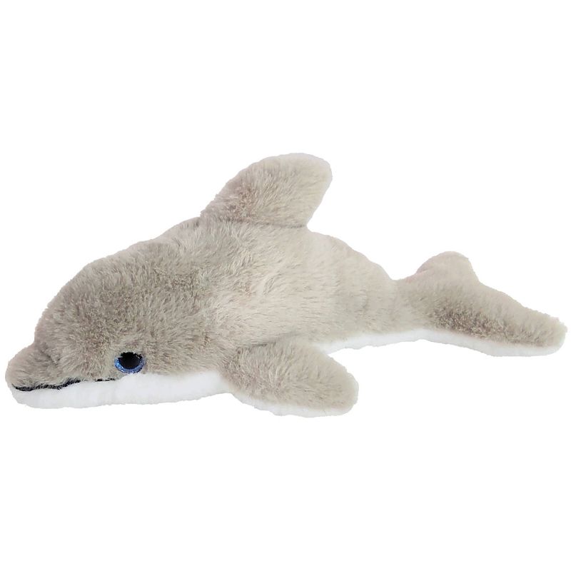 Foto van Inware pluche dolfijn knuffeldier - grijs/wit - zwemmend - 26 cm - knuffel zeedieren