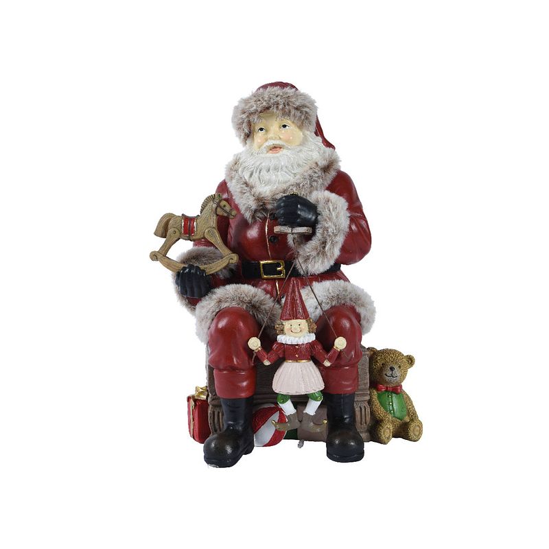 Foto van Decoris - kerstman polyresin l17b22.6h30 cm rood kerst