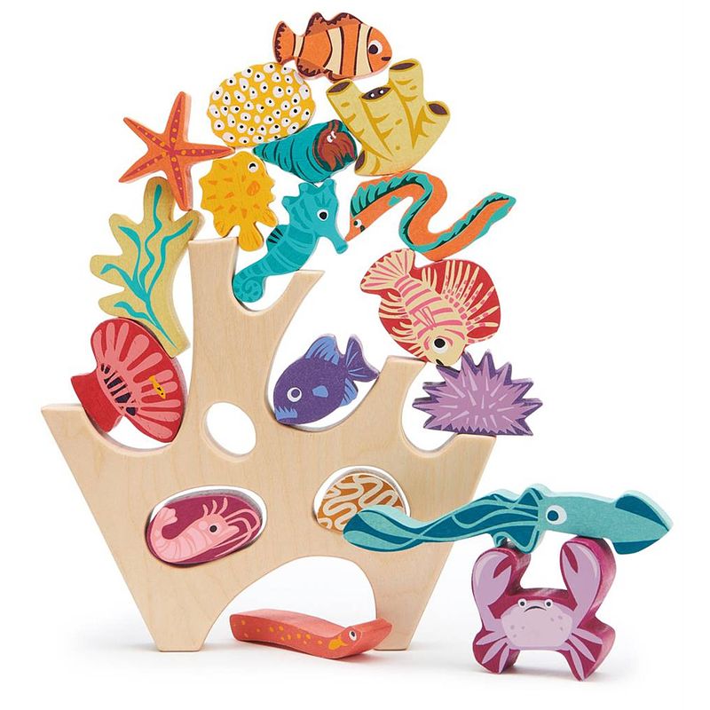 Foto van Tender leaf toys stapeltoren koraalrif 27 x 25 cm hout 19-delig