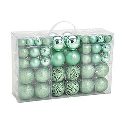 Foto van 100x stuks kunststof kerstballen mint groen 3, 4 en 6 cm - kerstbal