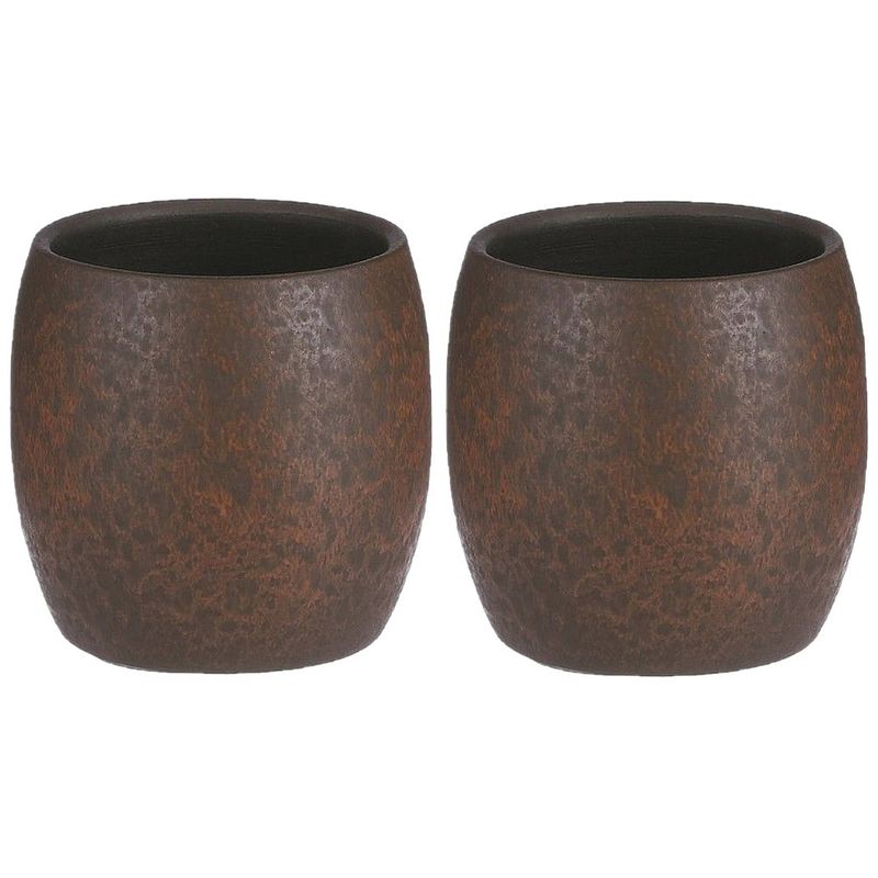 Foto van Mica decorations bloempot/plantenpot - 2x - roest/terracotta bruin - voor kamerplant - h22 x d24 cm - plantenpotten