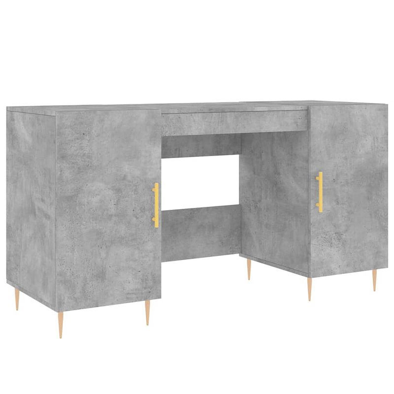 Foto van The living store bureau - betongrijs - 140 x 50 x 75 cm - duurzaam hout en ijzer