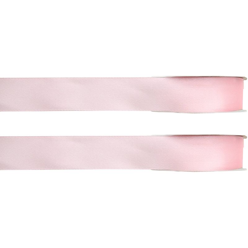 Foto van 2x hobby/decoratie roze satijnen sierlinten 1 cm/10 mm x 25 meter - cadeaulinten