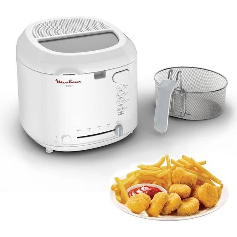 Foto van Moulinex af203110 uno elektrische friteuse, kijkvenster, capaciteit 1 kg friet, 4 personen, regelbare thermostaat