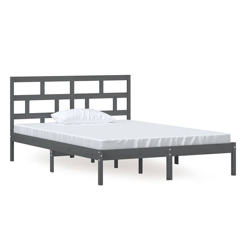 Foto van The living store bedframe grenenhout - 140 x 200 cm - grijs