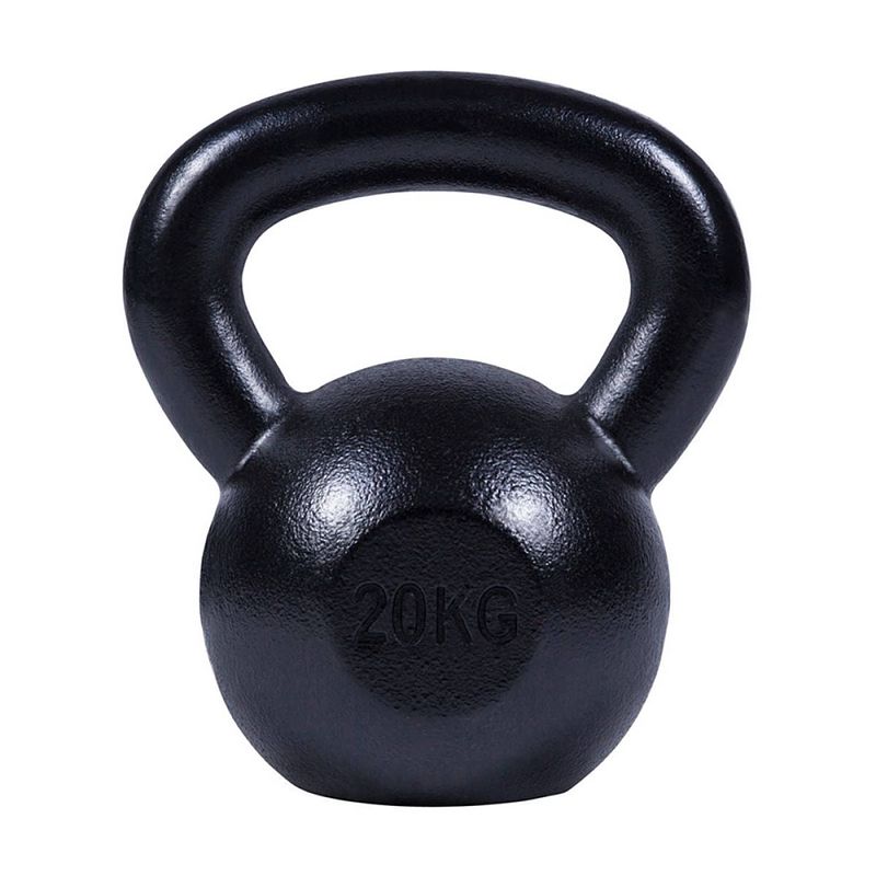 Foto van Gorilla sports - kettlebell - gietijzer zwart - 20 kg - extra stabiel