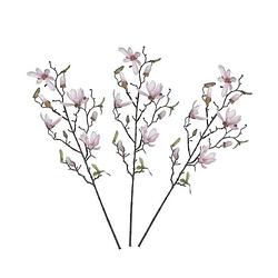 Foto van 3 stuks magnolia beverboom kunstbloemen takken 80 cm decoratie - kunstplanten