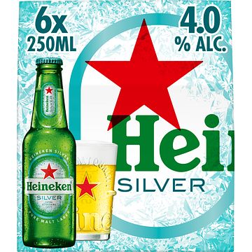 Foto van Heineken silver bier draaidop fles 6 x 250ml bij jumbo