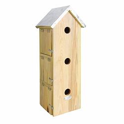 Foto van Houten vogelhuisje/nestkastje mussenvilla/mussenflat 51 cm - tuindecoratie vogelnest nestkast vogelhuisjes