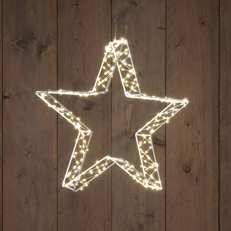 Foto van Anna'ss collection - metal 36 cmx7 cm 3d star white with 300led warm white