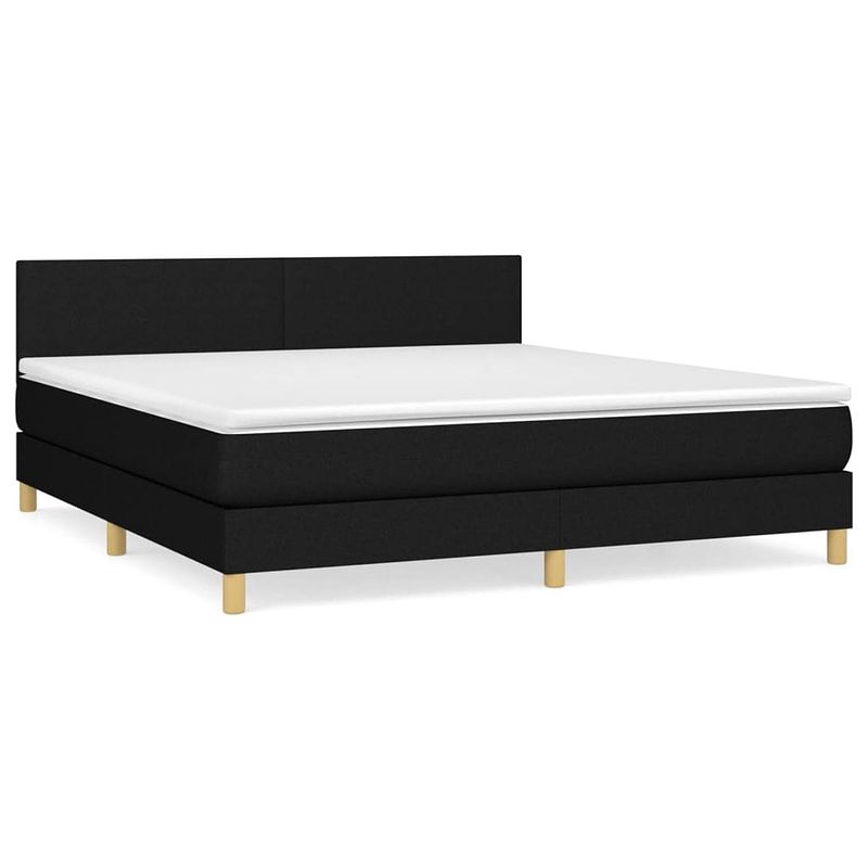 Foto van The living store boxspringbed - comfort deluxe - bed - 203 x 160 x 78/88 cm - zwarte stof - verstelbaar hoofdbord -