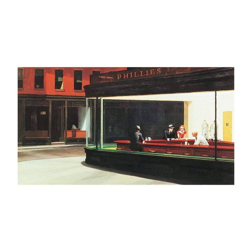 Foto van Edward hopper - nighthawks kunstdruk 80x60cm