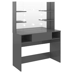 Foto van The living store kaptafel - led verlicht - mdf - 100 x 40 x 135 cm - glanzend grijs