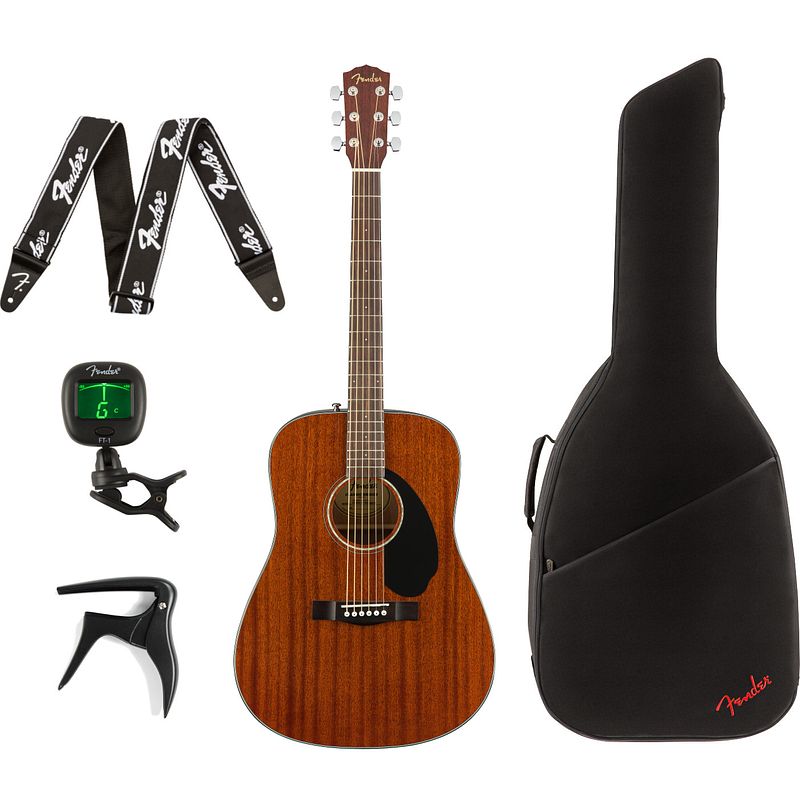 Foto van Fender cd-60s all mahogany akoestische westerngitaar + gigbag + accessoires