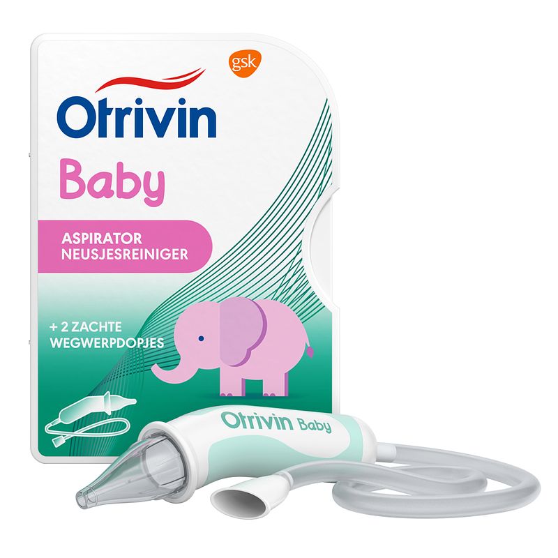 Foto van Otrivin baby aspirator neusjesreiniger bij een verstopte neus
