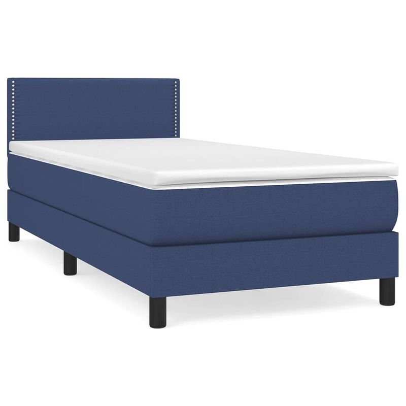 Foto van The living store boxspringbed - blue - 193 x 90 x 78/88 cm - pocketvering matras - medium firm - skin-friendly