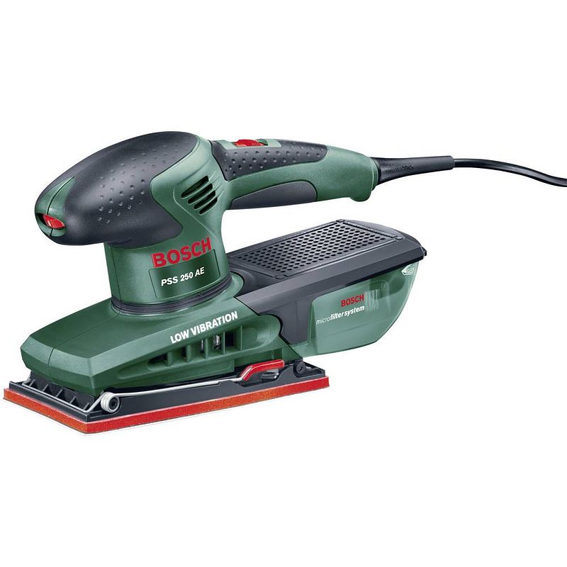 Foto van Bosch home and garden pss 250 ae 0603340200 vlakschuurmachine incl. koffer 250 w 93 x 185 mm