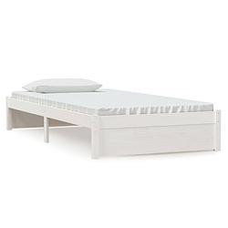 Foto van The living store bedframe massief grenenhout - wit - 205.5 x 105.5 x 31 cm - montage vereist