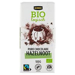 Foto van Jumbo pure chocolade hazelnoot biologisch 100g