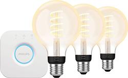 Foto van Philips hue filament white ambiance globe 3-pack + bridge