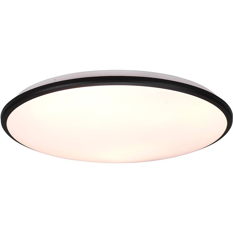 Foto van Led plafondlamp - plafondverlichting - trion lombis - 34w - warm wit 3000k - dimbaar - rond - mat zwart - kunststof