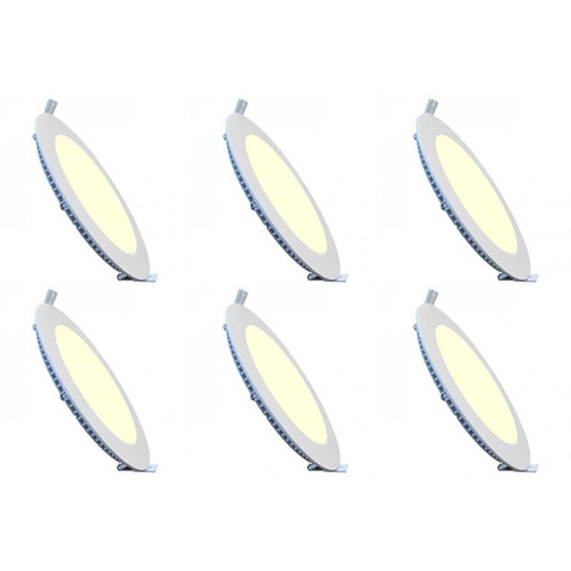 Foto van Led downlight slim 6 pack - inbouw rond 18w - warm wit 2700k - mat wit aluminium - ø225mm