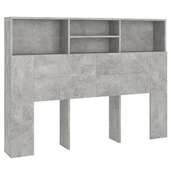 Foto van The living store hoofdbordkast - betongrijs - 140 x 19 x 103.5 cm - bewerkt hout