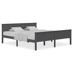 Foto van The living store bedframe - praktisch bed - afmetingen- 208 x 208 x 77 cm - kleur- grijs - materiaal- massief