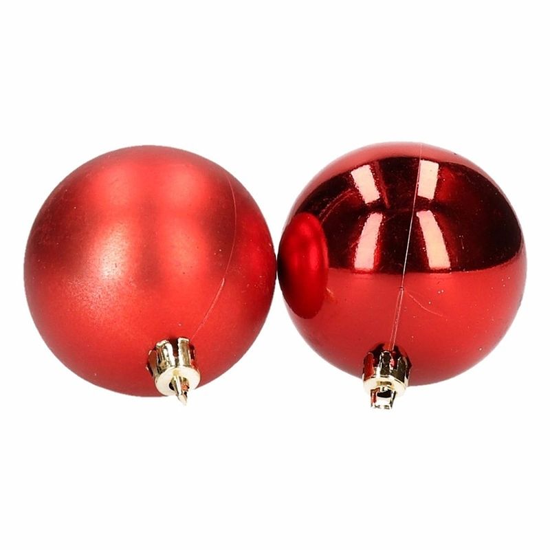 Foto van Cepewa kerstballen - 28x stuks - rood - 6 cm - kunststof - mat/glans - kerstbal
