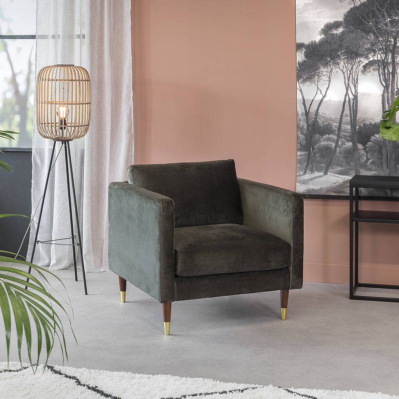 Foto van Dimehouse fauteuil industrieel groen brooklyn - velvet