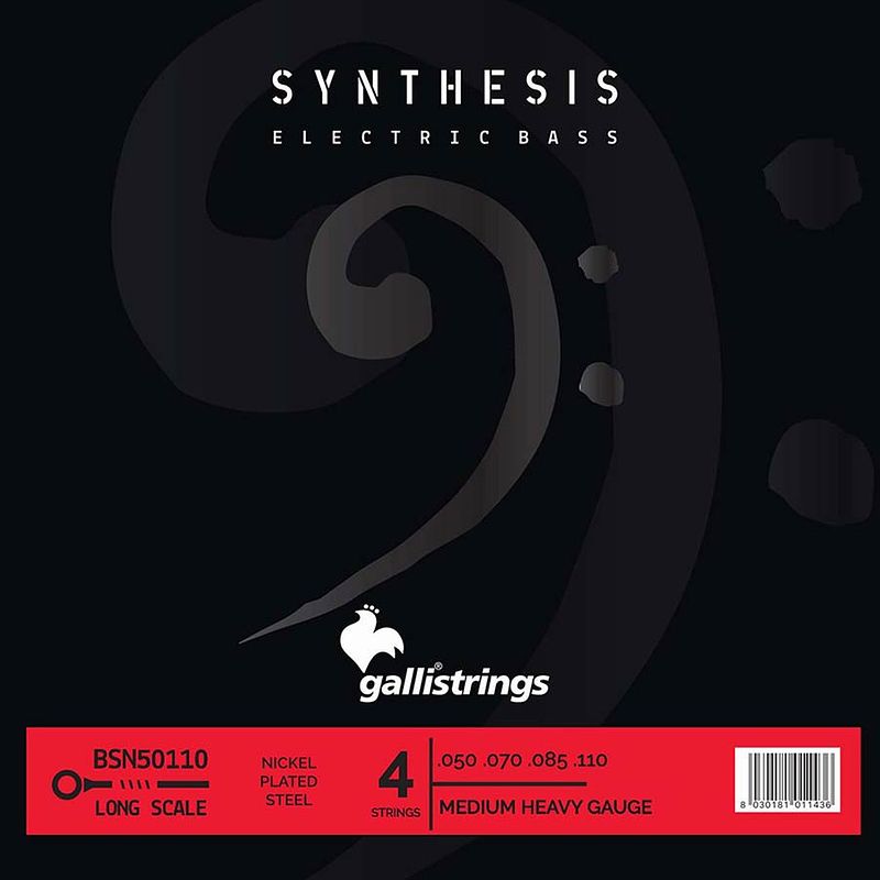 Foto van Galli strings synthesis bsn50110 .050 - .110 snarenset voor elektrische basgitaar