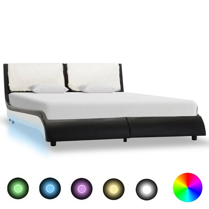 Foto van Vidaxl bedframe met led kunstleer zwart en wit 120x200 cm