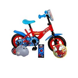 Foto van Volare kinderfiets spider-man - 10 inch - doortrapper - inclusief fietshelm & accessoires