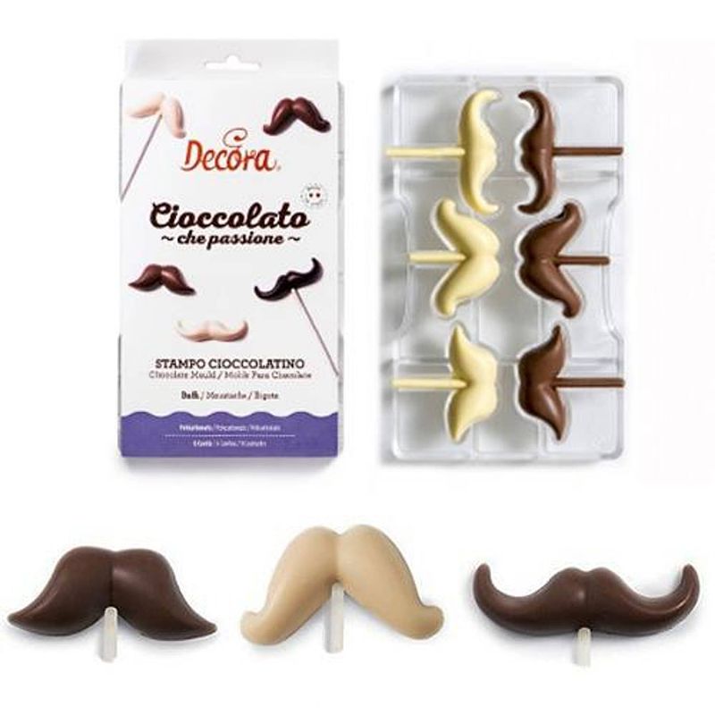 Foto van Chocolade mal moustache / snor - decora