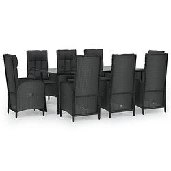 Foto van Vidaxl 9-delige loungeset met kussens poly rattan zwart