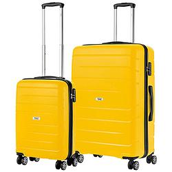 Foto van Travelz big bars kofferset trolleyset 2-delig handbagage + groot geel