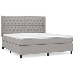 Foto van The living store boxspringbed - - bed - 203 x 163 x 118/128 cm - lichtgrijs