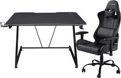 Foto van Trust gxt 708 resto gaming stoel zwart + gxt 711x dominus gaming bureau