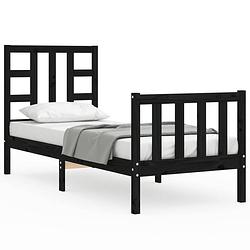 Foto van The living store bedframe - massief grenenhout - 195.5 x 80.5 x 100 cm - zwart