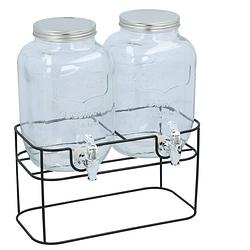 Foto van Cuisine elegance - dubbele drankdispenser - 2x 4 liter - inclusief standaard - 33x17x32cm