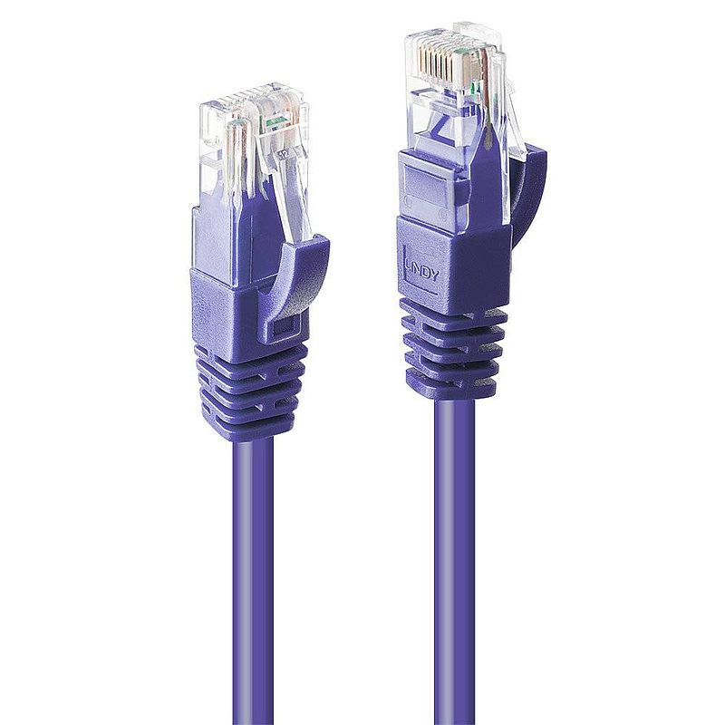 Foto van Lindy 48129 rj45 netwerkkabel, patchkabel cat 6 u/utp 20.00 m violet 1 stuk(s)