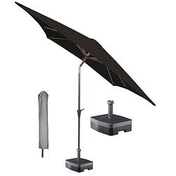 Foto van Kopu® vierkante parasol malaga 200x200 cm met hoes en voet - black