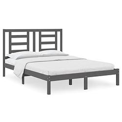 Foto van Vidaxl bedframe massief grenenhout grijs 140x200 cm