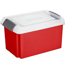 Foto van Sunware opslagbox kunststof 51 liter rood 59 x 39 x 29 cm met hoge deksel - opbergbox