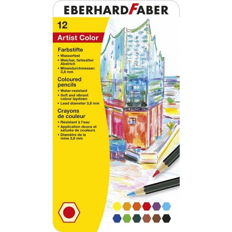 Foto van Kleurpotloden eberhard faber metaaletui a 12 stuks