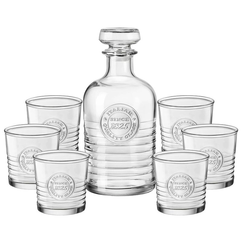 Foto van Bormioli rocco officina 1825 - whiskey set - 1 karaf + 6 glazen