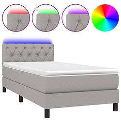 Foto van Vidaxl boxspring met matras en led stof lichtgrijs 80x200 cm