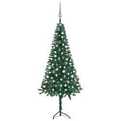 Foto van Vidaxl kunstkerstboom met led's en kerstballen hoek 240 cm pvc groen