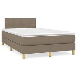 Foto van The living store boxspringbed - bed - 203 x 120 x 78/88 cm - taupe - stof - pocketvering