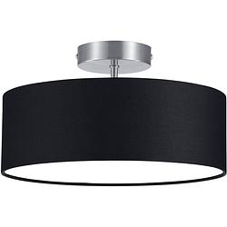 Foto van Led plafondlamp - plafondverlichting - trion hotia - e14 fitting - 2-lichts - rond - mat zwart - aluminium
